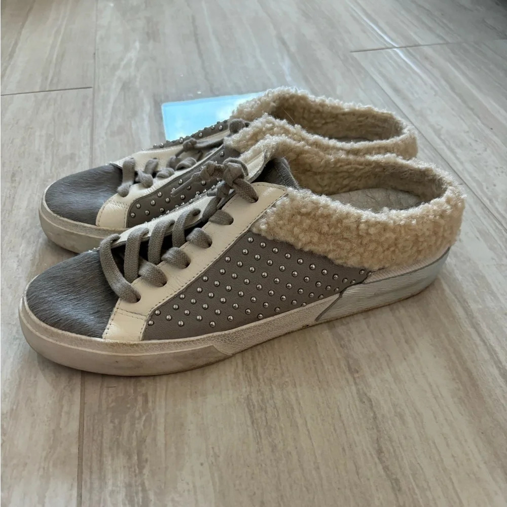 Dolce Vita Women’s Zeta Plush Slip On Sneaker Studded Gray Cream Size 7 - Picture 6 of 7